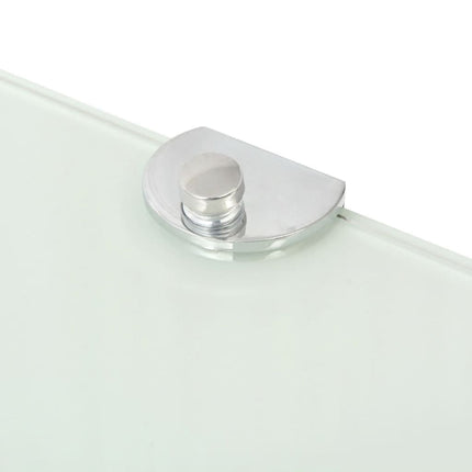 Hörnhylla glas med förkromade hyllkonsoler vit 25x25 cm