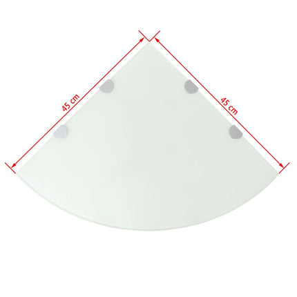 Hörnhylla glas med förkromade hyllkonsoler vit 45x45 cm
