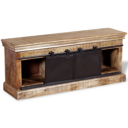 TV-bänk med 2 skjutdörrar massivt mangoträ 110x30x45 cm