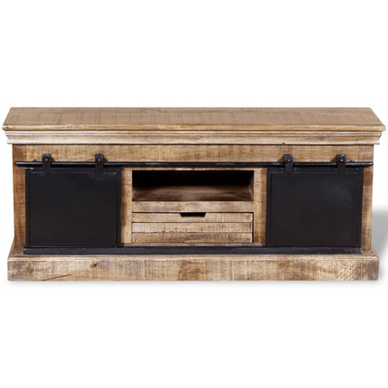 TV-bänk med 2 skjutdörrar massivt mangoträ 110x30x45 cm