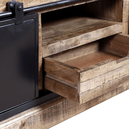 TV-bänk med 2 skjutdörrar massivt mangoträ 110x30x45 cm