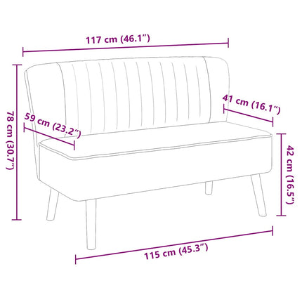 Soffa 117x55,5x77 cm tyg blå