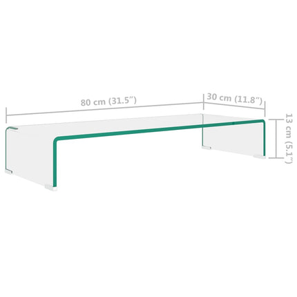 TV-bord klarglas 80x30x13 cm