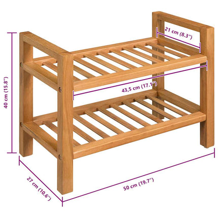 Skohylla med 2 hyllor 50x27x40 cm massiv ek
