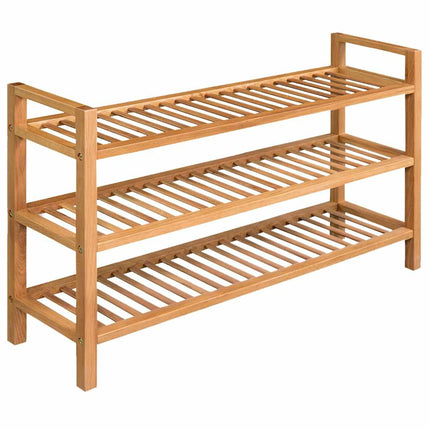 Skohylla med 3 hyllor 100x27x60 cm massiv ek