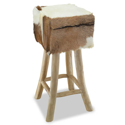 Barstol getskinnsläder och massiv teak