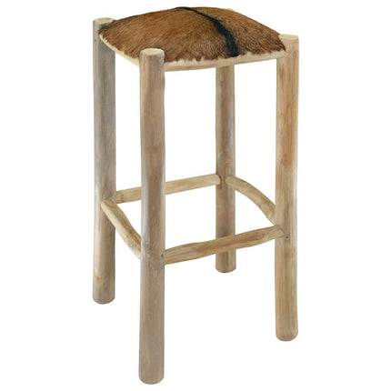 Barstol getskinnsläder och massiv teak