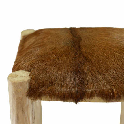 Barstol getskinnsläder och massiv teak
