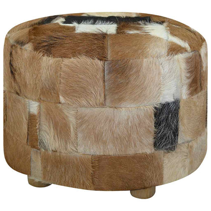 Puff getskinnsläder runt 50x50x45 cm