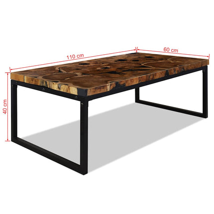Soffbord teakträ och harts 110x60x40 cm
