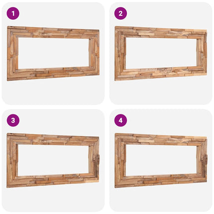 Prydnadsspegel teak 120x60 cm rektangulär