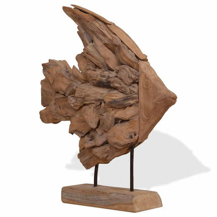 Fiskskulptur teak 40x12x57 cm