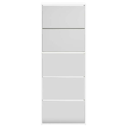 Skoskåp med 5 lådor och spegel 63x17x169,5 cm vit