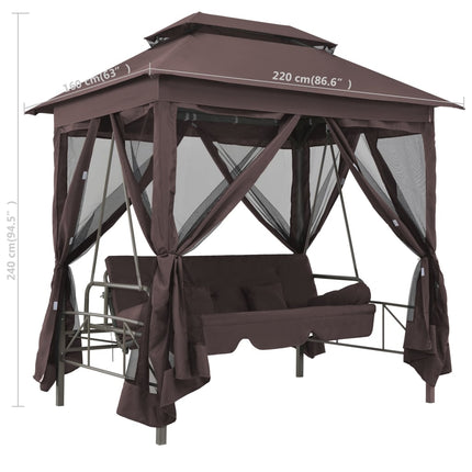 Paviljong med hammock kaffebrun