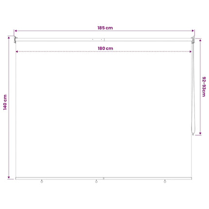 Rullgardin utomhus 185 (B) x 140 (H) cm gräddvit