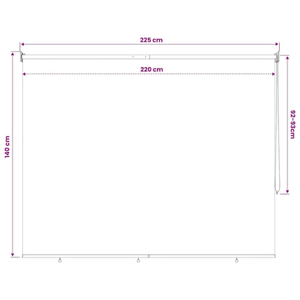 Rullgardin utomhus 225 (B) x 140 (H) cm gräddvit