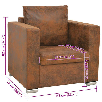 Fåtölj brun 82x73x82 cm konstläder