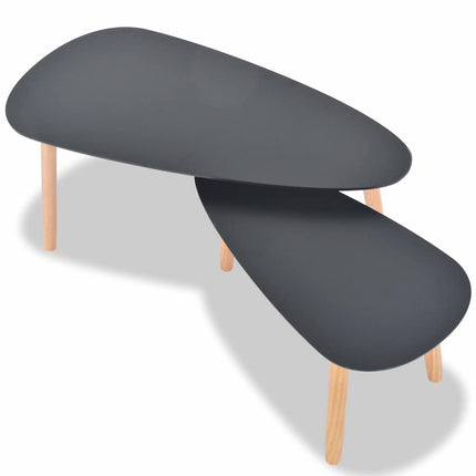 Soffbord 2 st massiv furu svart