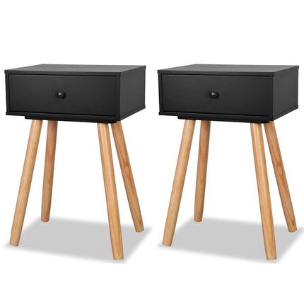 Sängbord 2 st massiv furu 40x30x61 cm svart