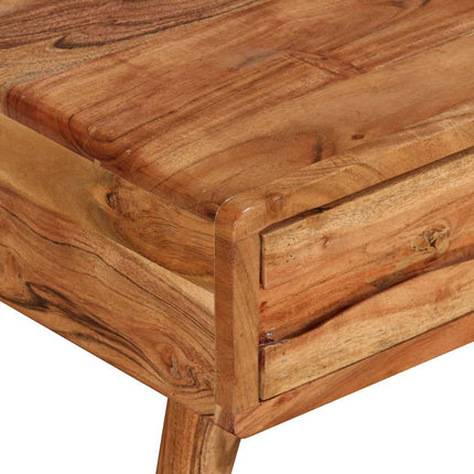 Soffbord med snidad låda massivt trä 100x50x40 cm