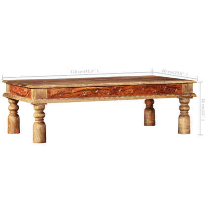 Soffbord massivt mango- och sheshamträ 110x60x38 cm