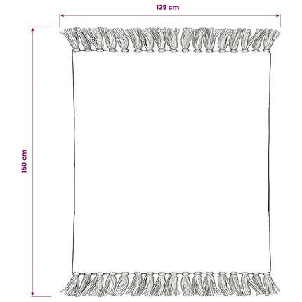 Filt bomull ränder 125x150 cm grå och vit