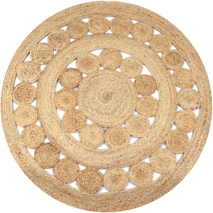 Jutematta flätad design rund 120 cm