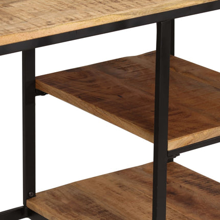 Skrivbord med hopfällbar pall massivt mangoträ 115x50x76 cm