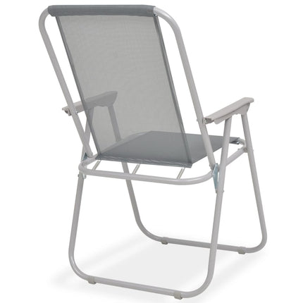 Matgrupp för trädgården 8 delar stål och textilene grå