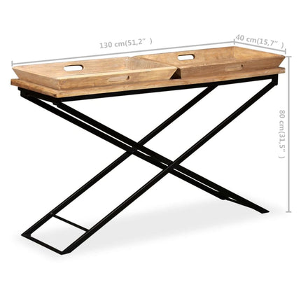 Konsolbord massivt mangoträ 130x40x80 cm