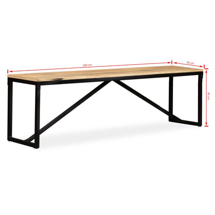 Bänk massivt mangoträ 160x35x45 cm