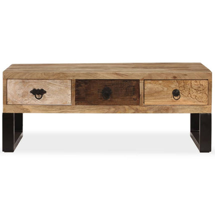 Soffbord med 3 lådor massivt mangoträ 90x50x35 cm