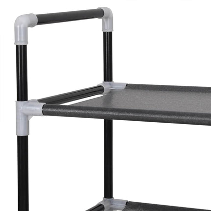 Skohylla med 4 hyllor metall och non-woven tyg svart