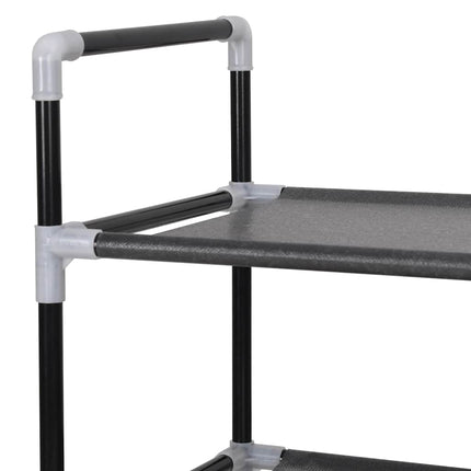Skohylla med 8 hyllor metall och non-woven tyg svart