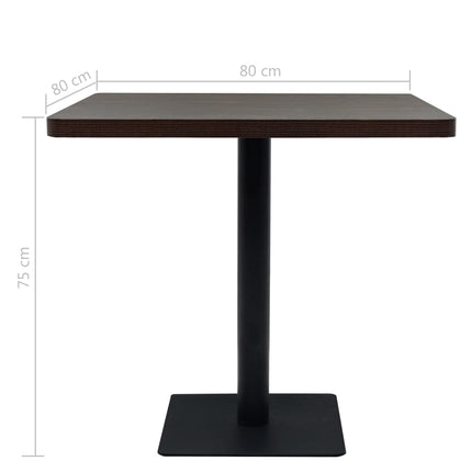 Bistrobord MDF och stål fyrkantigt 80x80x75 cm mörk aska