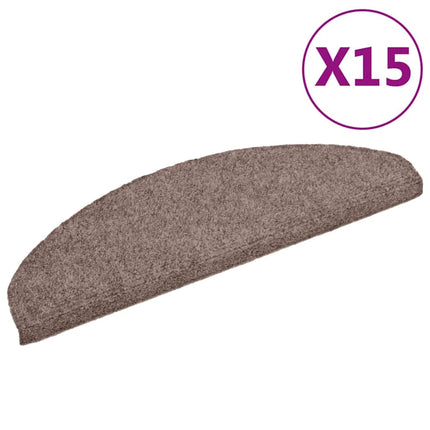 Trappmattor självhäftande 15 st 65x21x4 cm ljusbrun halvrunda stora