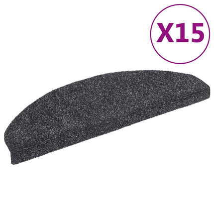 Trappmattor självhäftande 15 st 65x21x4 cm mörkgrå halvrunda stora