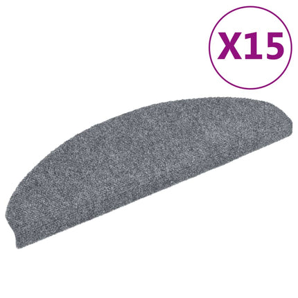 Trappmattor självhäftande 15 st 65x21x4 cm ljusgrå halvrunda stora