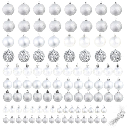 Julgranskulor 100 delar set 3/4/6 cm silver