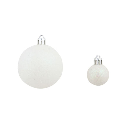 Julgranskulor 100 delar set 3/4/6 cm vit/grå