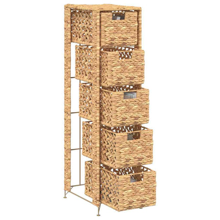 Förvaringsmöbel med 5 korgar 25,5x37x100 cm vattenhyacint