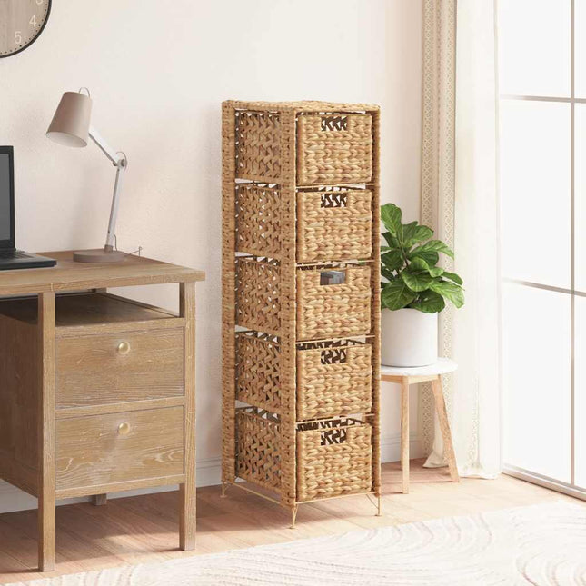 Förvaringsmöbel med 5 korgar 25,5x37x100 cm vattenhyacint