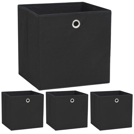 Förvaringslådor 4 st non-woven tyg 32x32x32 cm svart