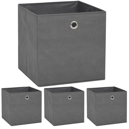 Förvaringslådor 4 st non-woven tyg 32x32x32 cm grå