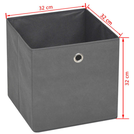 Förvaringslådor 10 st non-woven tyg 32x32x32 cm grå