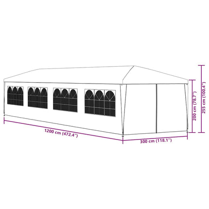 Paviljong 3x12 m vit