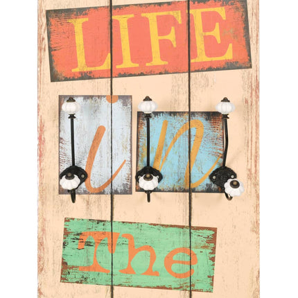 Väggmonterad klädhängare med 6 krokar LIVE LIFE 120x40 cm