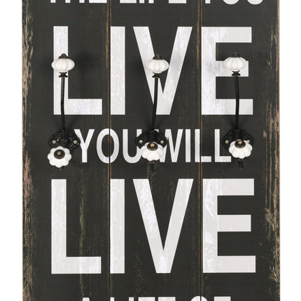 Väggmonterad klädhängare med 6 krokar LOVE LIFE 120x40 cm