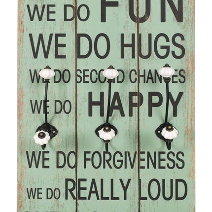 Väggmonterad klädhängare med 6 krokar HAPPY LOVE 120x40 cm