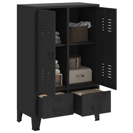 Garderob industriell stil metall 67x35x107 cm svart